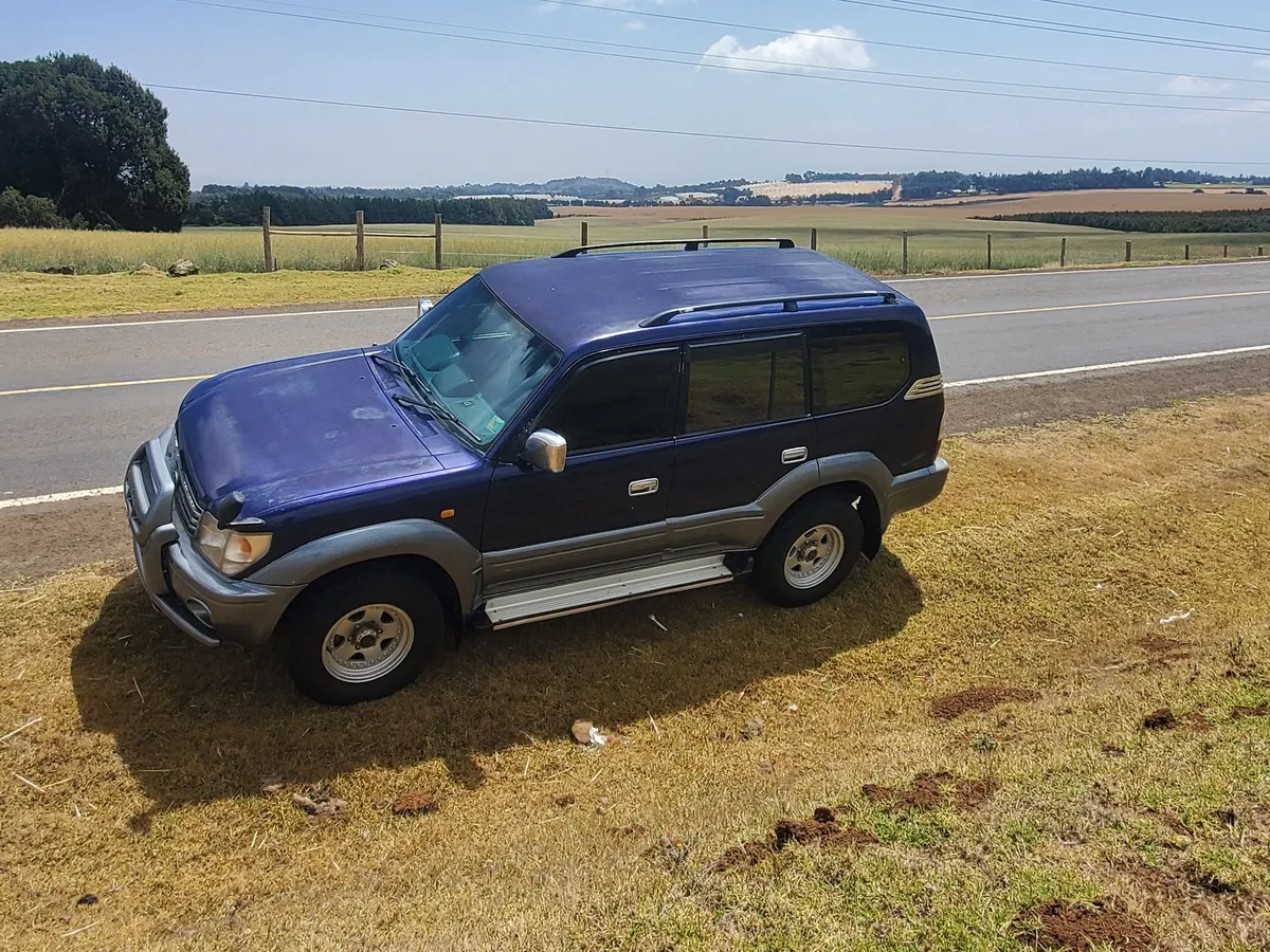 Parked on the verge beside farmland