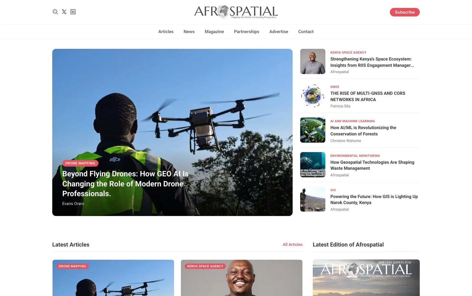 Afrospatial magazine home page